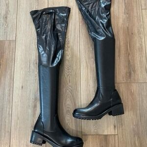 Dolls Kill Azalea Wang Black leather thigh high boots